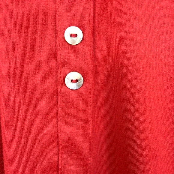 Comfy USA Red 3/4 Sleeve 10 Button Design Tunic Top #1382 Size 1X - Picture 3 of 6